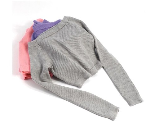 Sweater Soft Long Sleeve Knitwear Teen Elastic Ballet Flat Shoulder Sweater - Picture 23 of 32