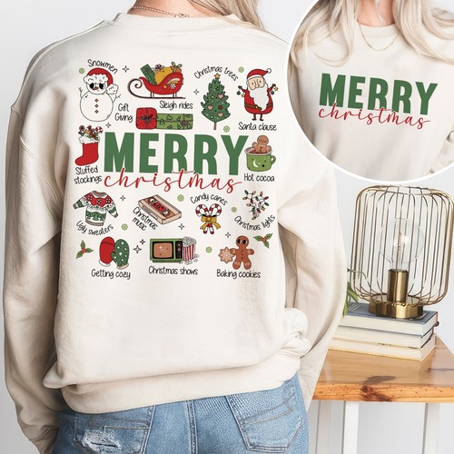Merry Christmas Women’s Shirt Holiday Family Christmas Tree Tee Gift for Her - 第 1/6 張圖片