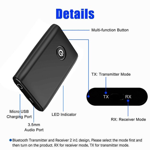 2-In-1-Wireless-Bluetooth-5.0-Transceiver-Adapter Mit 3 5-Mm-Aux-Audio- ≌ - Photo 9/18