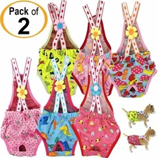 PACK 2 Dog Female Diapers SUSPENDERS Stay On RANDOM Colors for SMALL Pet XXS - L