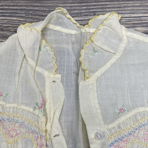 Vintage Infant Girls Pastel Yellow Blouse Short Sleeve Shirt  - Picture 4 of 7