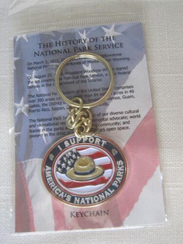 I Support America's National Parks Metal Keychain Stars Stripes/NIP/SURGERY $$