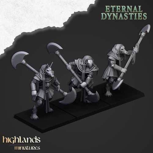 Highland Miniatures - Eternal Dynasties - Anubis Guard Great Weapons x 3 - 28mm - Picture 2 of 6