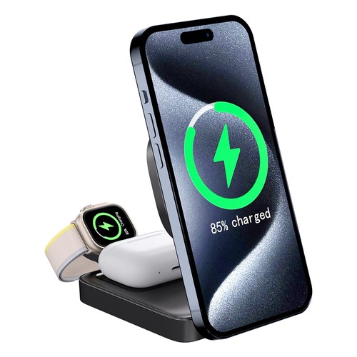 Wireless 3 In 1 Magnetic Fast Charger for IOS 14 13 12 Ambient Light Charging - Picture 2 of 15