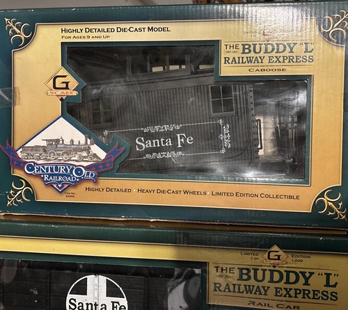 BUDDY L G SCALE RAILWAY EXPRESS STEAM ENGINE Caboose 3 Cars Santa Fe LE OF 1000 - Picture 5 of 23