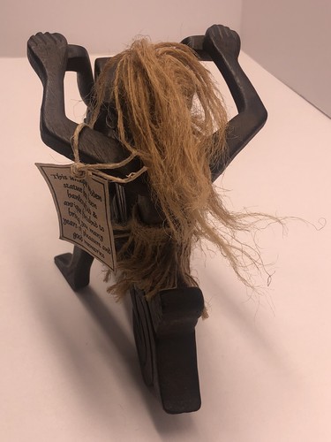 Handcarved Wooden Tiki Figurine Motorcycle Rider Biker Handmade Java - Picture 6 of 9