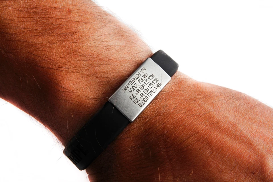 Notfallarmband ID Edelstahl Armband inkl. Gravur nach Wunsch! Sport Medizinische - Bild 3 von 4