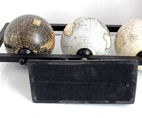 Triple Globe Center Piece Decorative Conversation Home Office Approx 14" x 8" - Picture 15 of 19