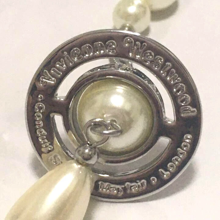 Vivienne Westwood White Broken Pearl Strand Drop Silver Necklace Choker Chain - Image 4 of 4