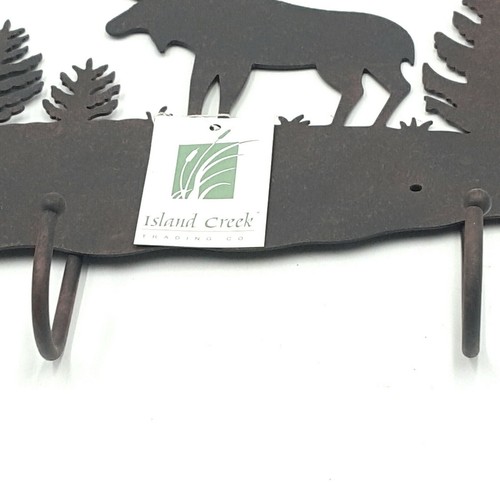 Rustikale Wohnkultur Metall 13" Elch Schlüsselhalter mit 3 Haken Wandmontage Natur - Bild 7 von 12