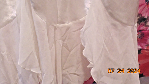 LINEA DONATELLA Ivory Satin Bridal Robe & Gown Pearl Embroidered Slit Size S/M - Picture 10 of 14