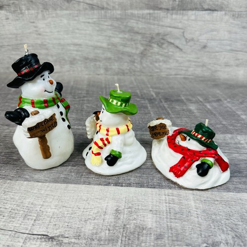 SANTA'S WORKBENCH CHRISTMAS TRADITIONS CANDLE 3 PIECE SET - MELTING SNOWMEN VTG - Picture 5 of 12