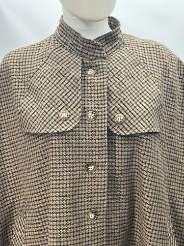 Vintage Handmade Tweed Houndstooth Plaid Cape Caplet Flap Front Sz S-M - Picture 5 of 19