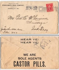 Two-sided ad cover for drug company, Early 20th Century Machine Cancel