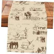 Farm Table Runner Seasonal Spring Fall Kitchen Dining Linen Table Cowboy