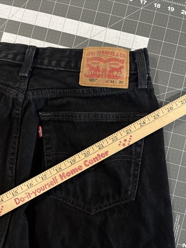 Levi’s 505 Regular Fit Jeans Mens 34x30 Black 100% Cotton Denim