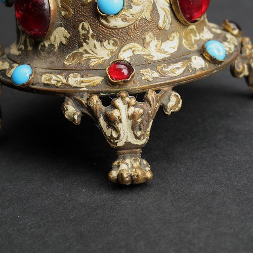 Continental Jeweled Emailliert Ormolu Tintenfass Milchglas Tintentopf Französisch Österreichisch? - Bild 8 von 11