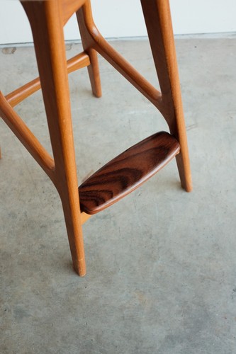 Vintage Mid Century Erik Buch stool. Teak legs, Rosewood foot rest All Original - Picture 8 of 15