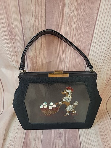 Vintage Woman's Poodle Purse - Beads & Flowers - Really Unique Piece Rare - Picture 3 of 15
