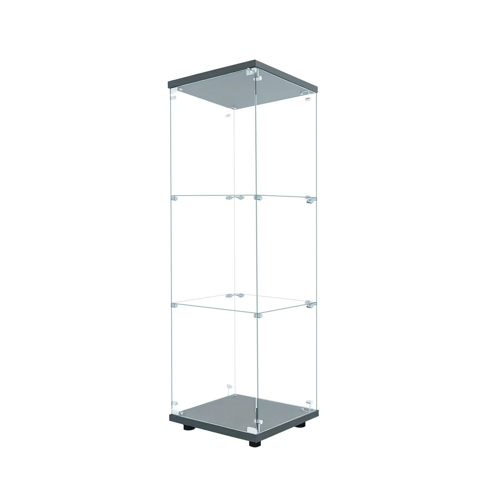 Standvitrine LED Hartglas Sammler Regal Schrank Schwarz Beleuchtung 125x42x36cm