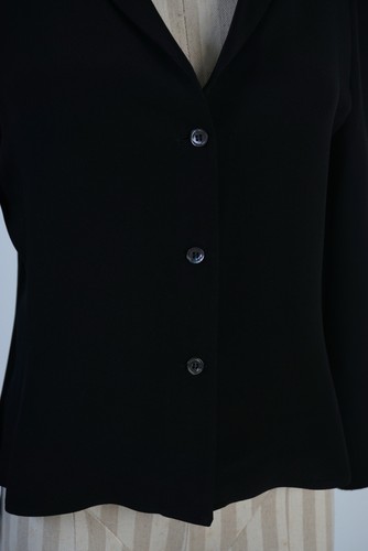 Armani Collezioni Fitted Blouse Black Flared Sleeve Cuffs Top Size 44 Silk - Picture 3 of 14