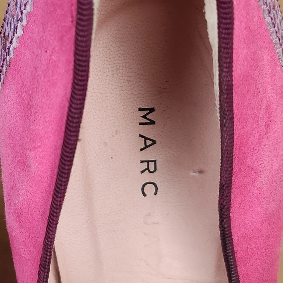 Marc Jacobs розовый замши фиолетовый кожаный/ящерица каблуки SZ ЕС 39 (США 8) заглянуть носок EUC - Изображение 4 из 4