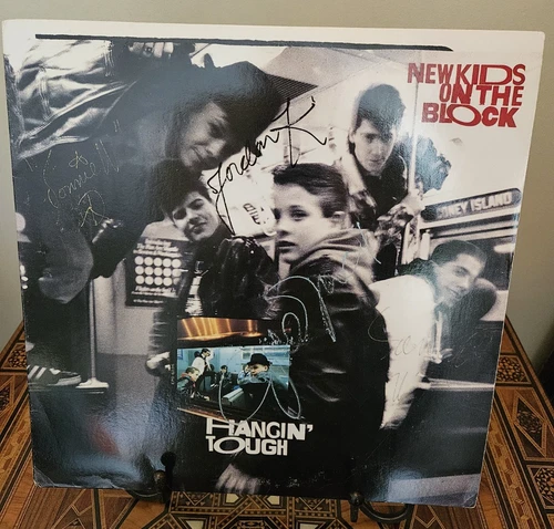 New Kids On The Block Hangin’ Tough LP SIGNED AUTOGRAPHED 19 1980s vintage concert t-shirt, vintage, single stitch, B+ condition