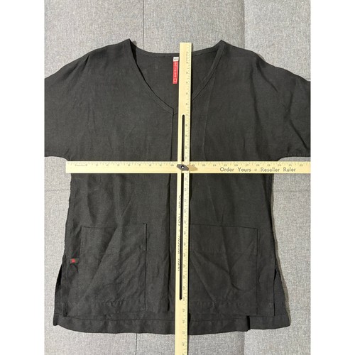 Red Square Women Top XXS Black 100% Linen Babette Lagenlook Oversized - Bild 4 von 6