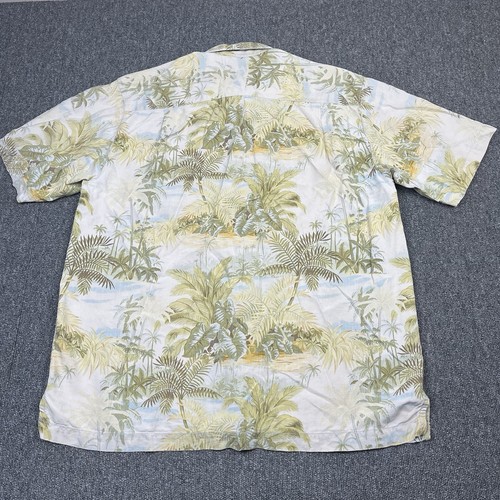 Tommy Bahama Shirt Mens Medium White Green Silk Hawaiian Floral Palms Summer - Picture 8 of 11