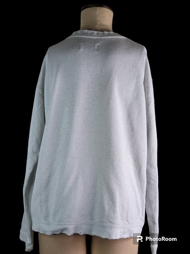 RtA Gray Metallic Shimmer Distressed Oversized Crewneck Sweatshirt S, EUC - Picture 5 of 8