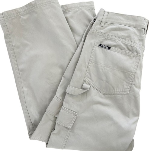 Damen FUBU Khaki Hose Vintage Y2K Carpenter Streetwear HipHop Baggy Weites Bein