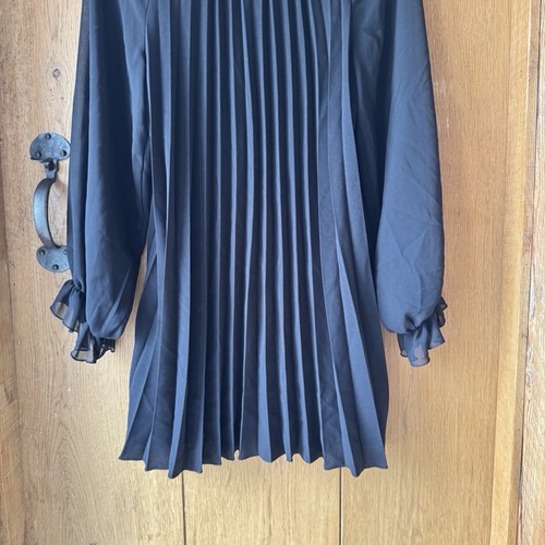 ZARA Damen Blusenkleid schwarz Plissee Langarm Größe M - Bild 7 von 10
