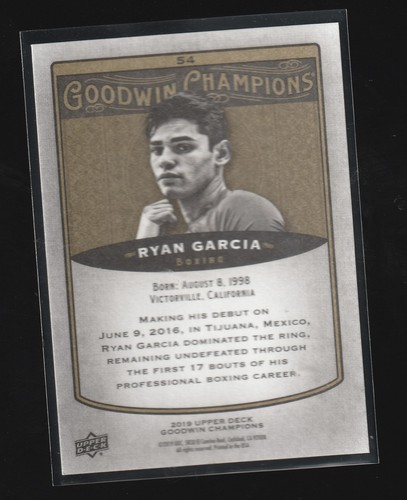 2019 Upper Deck Goodwin Champions #54 Ryan Garcia - Bild 2 von 2