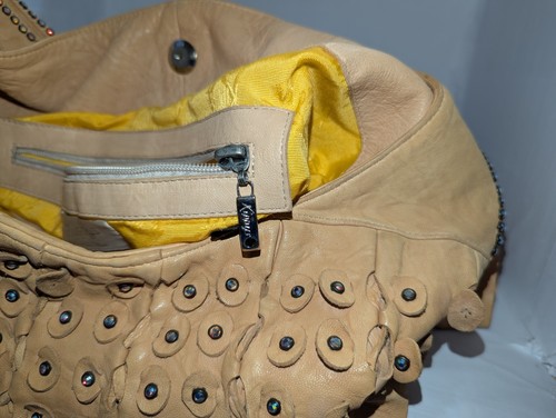 Vtg Kippy’s Coronado Bag Soft Leather Hobo Ruffles Swarovski Crystals Purse A+! - Picture 20 of 24