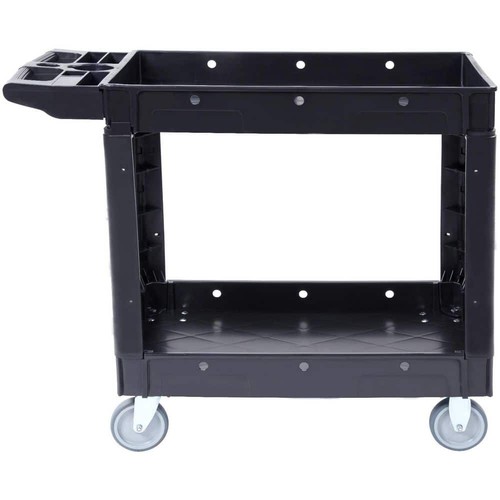 Utility Service Cart, 2 Shelf 550 LBS. Heavy Duty Plastic Rolling Utility Cart,