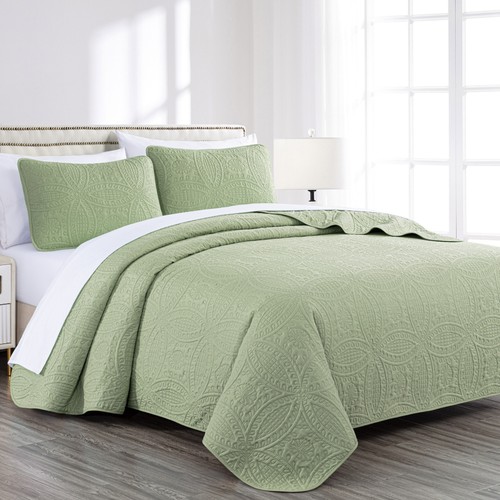 Chezmoi Collection Austin 3-piece Pinsonic Quilt Oversize Bedspread Coverlet Set - Picture 43 of 53