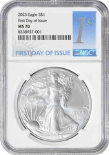 2025 $1 American Silver Eagle MS70 First Day of Issue NGC