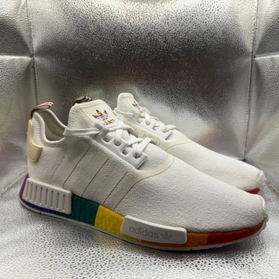 Size 11.5 Adidas NMD_R1 Pride Cloud White Rainbow Mens Athletic‎ Shoes FY9024 adidas Originals Men NMD R1 Boost Pride White Multicolour  main image 2