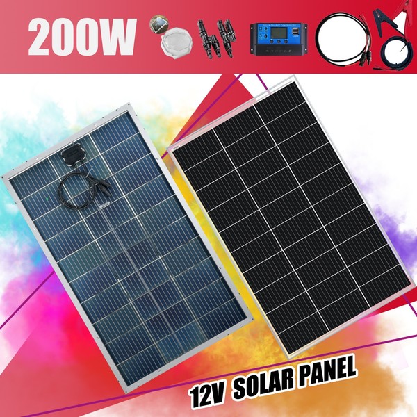 200W 12V Bifaziale Solarpanel Kit 200W Solarmodul Mono FüR Solaranlage Wohnmobil-image