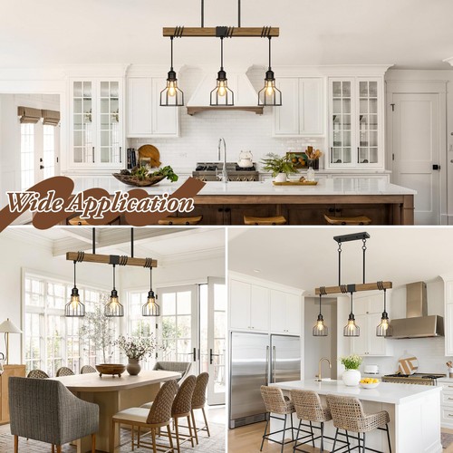 3-Light Kitchen Island Lighting, 63" Adjustable Height Pendant Light Fixtures... - Picture 7 of 7