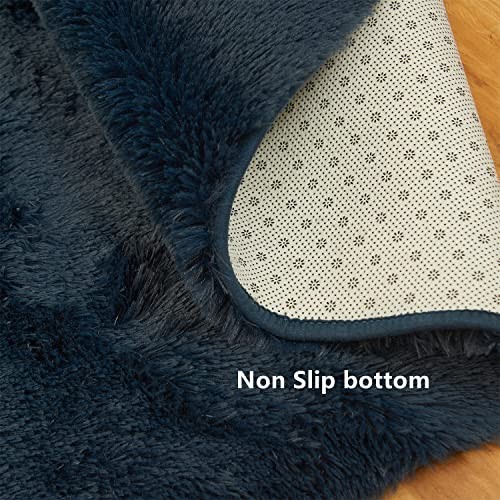 Shag Vorleger für Wohnzimmer, 8X10 Marineblau Groß Flauschig Ausverkauf Teppich - Bild 7 von 7