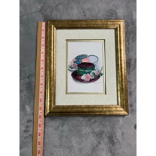 PEGGY ABRAMS Signed Gold Framed 9.5x 11 Hat Design Print - Picture 6 of 7