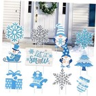 12 Pcs Winter Yard Sign Decorations Snowman Outdoor Yard Let It Snow Snowflake