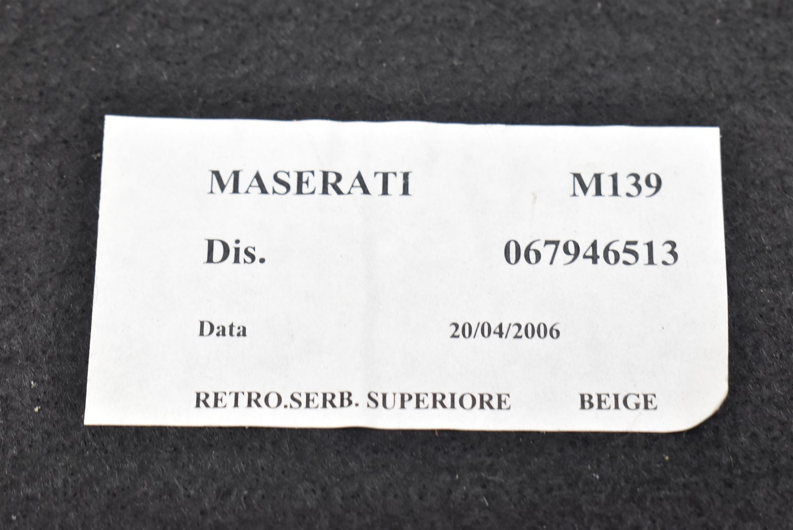 Maserati Quattroporte 2003-2012 Luggage compartment trim panel P/N 067946513