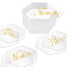 Yalikop 80 Pcs Clear Acrylic Place Cards for Wedding 3.15 x 2.76 Inch Hexagon...