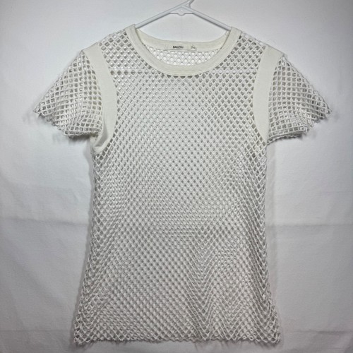 Two Top Bundle-Bailey 44 White Fishnet Mesh Overlay Top XS Avant Garde Layering - Picture 8 of 11