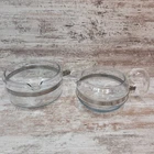 Vintage Pyrex Flameware 8446 6-Cup Tea Pot & 6213 1.5 qt Glass Sauce Pan Lot