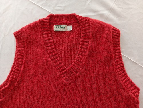 Vintage LL Bean Gr. M Pullover Weste rot 85% Wolle 15% Nylon Opa Outdoor - Bild 3 von 10