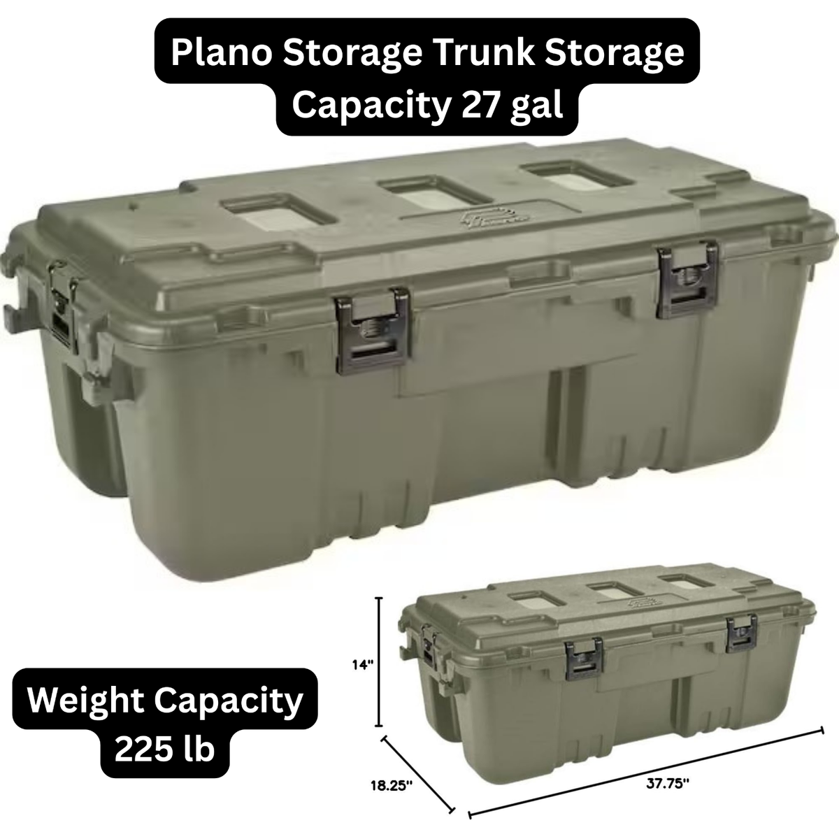米軍 ボックス Plano 27-Gal Hinged Sportsman's Trunk Storage Box w/ Wheels