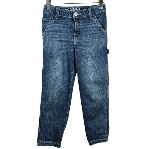 Cat & Jack Little Girls Carpenter Blue Jeans Size 6 Ankle Straight Denim Trendy